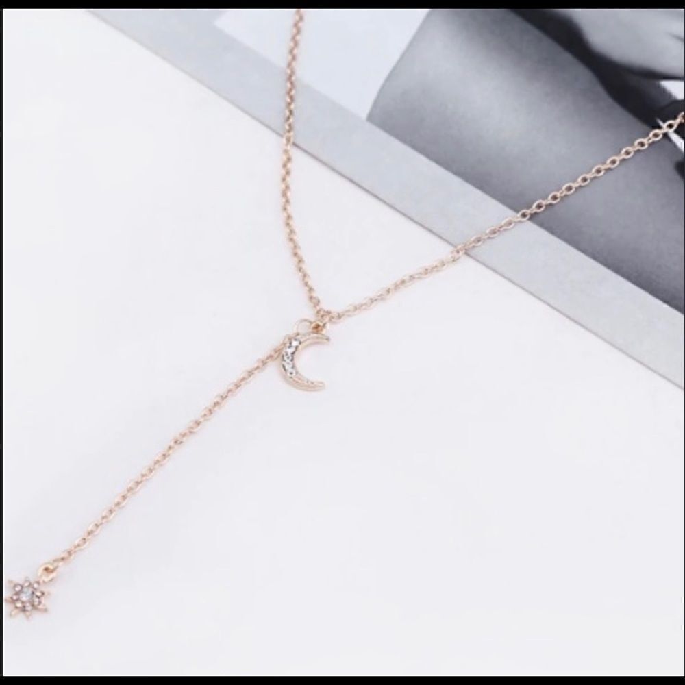 Gold Tone Moon & Star Necklace - Picture 3 of 3